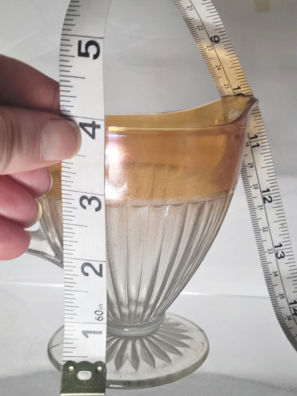 Rare Vintage 1930s Marigold Rim & Clear  Carnival Glass Creamer